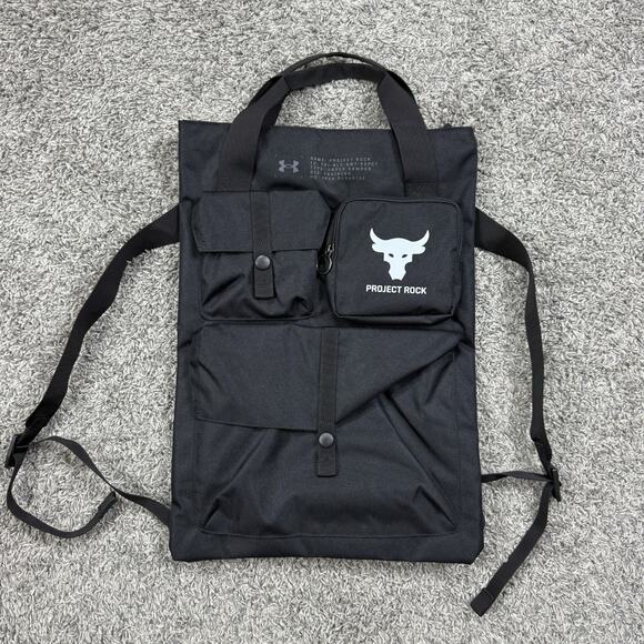 Under Armour UA Project Rock Gym 19L Bag Sack Backpack Black 1381925-001 - Picture 1 of 6